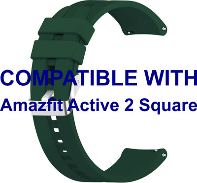 ACM WSM15C20GR3909 Watch Strap Silicone Hook Belt 20mm for Amazfit Active 2 Square Smartwatch Green Smart Watch Strap(Green)