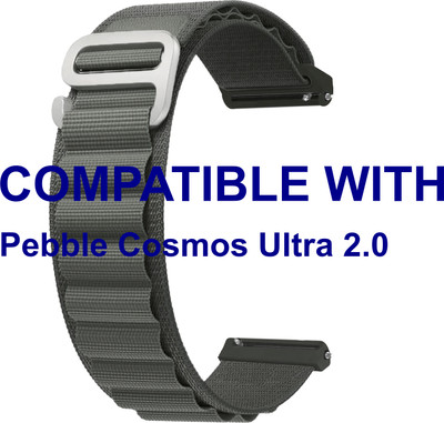 ACM WSM17E22GY3920 Watch Strap Nylon Hook Belt 22mm for Pebble Cosmos Ultra 2.0 Smartwatch Grey Smart Watch Strap(Grey)