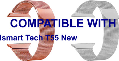 ACM WSM4M40RSGSL1059N3 Pack of 2 Sliding 44mm 49mm Watch Strap Magnetic for Ismart Tech T55 New Smartwatch Rose Gold Pink/Silver Smart Watch Strap(Mullti Color)