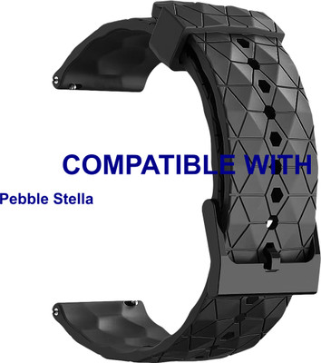 ACM WSM29Q22BK3900 Watch Strap Silicone Designer Belt 22mm for Pebble Stella Smartwatch Black Smart Watch Strap(Black)