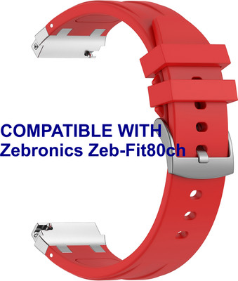 ACM WSM36X20RD2356 Watch Strap Metal Hook Silicone 20mm for Zebronics Zeb-Fit80ch Smartwatch Red Smart Watch Strap(Red)