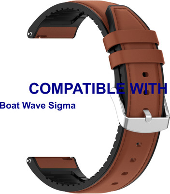 ACM Watch Strap Leather Silicone for Boat Wave Sigma Smartwatch Brown Smart Watch Strap(Brown)