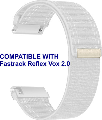 ACM WSM39A20WT2924 Watch Strap Nylon Soft 20mm for Fastrack Reflex Vox 2.0 Smartwatch Belt White Smart Watch Strap(White)