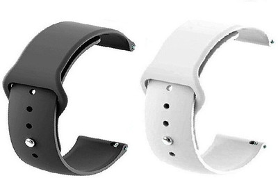 BLACK LOVIES 20 mm Smartwatch Strap Compatible With spO2 BSW001 Smart Watch Strap(Black, White)