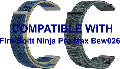 ACM WSM3V20BLGY2516 Pack of 2 Watch Strap Nylon Loop 20mm for Fire-Boltt Ninja Pro Max Bsw026 Smartwatch (Blue/Grey) Smart Watch Strap(Mullti Color)