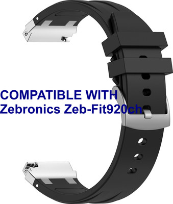 ACM WSM36X20BK1605 Watch Strap Metal Hook Silicone 20mm for Zebronics Zeb-Fit920ch Smartwatch Black Smart Watch Strap(Black)