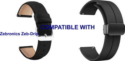 ACM WSM1419B20BKBK2726 Pack of 2 Watch Strap Leather & Silicone Magnetic Clasp 20mm for Zebronics Zeb-Drip Smartwatch (Black) Smart Watch Strap(Mullti Color)