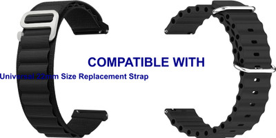 ACM WSM1718B22BKBK1216 Pack of 2 Watch Strap Nylon & Silicone 22mm for Universal 22mm Size Replacement Strap Smartwatch (Black) Smart Watch Strap(Mullti Color)