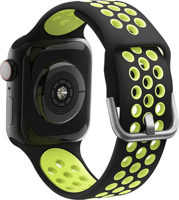 DailyObjects Black-Lime Sports Silicone Compatible With Apple WatchBand (42/44/45/49mm) Smart Watch Strap(Black)