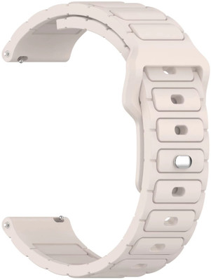 AOnes 22mm Watch Strap Silicone Button Closure Belt for Fireboltt Thunder Smart Watch Strap(White)