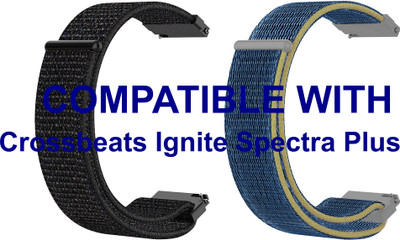 ACM WSM3V22BKBL2730 Pack of 2 Watch Strap Nylon Loop 22mm for Crossbeats Ignite Spectra Plus Smartwatch (Black/Blue) Smart Watch Strap(Mullti Color)