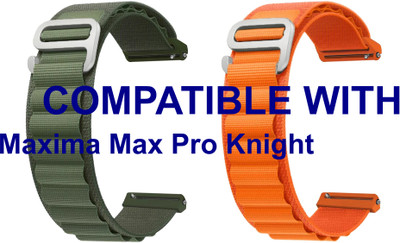 ACM WSM17E22GROR2765 Pack of 2 Watch Strap Nylon Hook 22mm for Maxima Max Pro Knight Smartwatch (Green/Orange) Smart Watch Strap(Mullti Color)