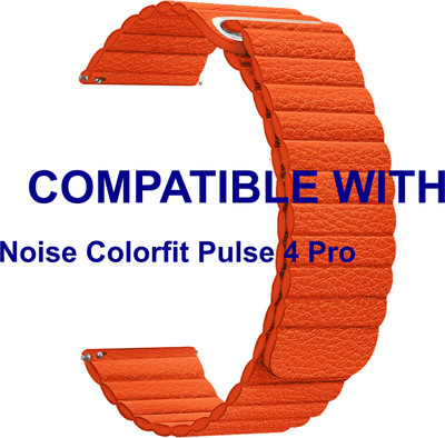 ACM WSM10L22OR3871 Leather Watch Strap 22mm for Noise Colorfit Pulse 4 Pro Smartwatch Orange Smart Watch Strap(Orange)