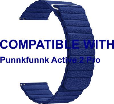 ACM WSM10L22BL5009 Leather Watch Strap Belt 22mm for Punnkfunnk Active 2 Pro Smartwatch Blue Smart Watch Strap(Blue)