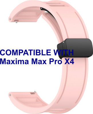 ACM WSM35W22CPK1723 Watch Strap Magnetic Clasp 22mm for Maxima Max Pro X4 Smartwatch Creame Pink Smart Watch Strap(Pink)