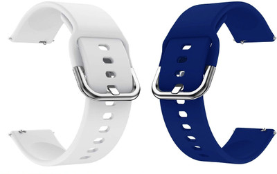 PUNAK 20MM SILICON SMARTWATCH STRAPS PACK OF 2 Smart Watch Strap(White, Blue)