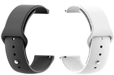 BLACK LOVIES 20 mm Soft Silicon Smartwatch Strap Compatible With Bip U Pro Smart Watch Strap(Black, White)