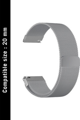 DailyObjects Silver Milanese Loop WatchBand for Samsung/OnePlus/Fitbit Smartwatches (20mm) Smart Watch Strap(Silver)