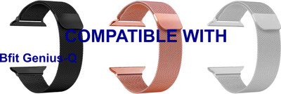 ACM WSM4M40BKRSGSL1191N1 Pack of 3 Sliding 44mm 49mm Watch Strap Magnetic for |Bfit Genius-Q Smartwatch Black/Rose Gold Pink/Silver Smart Watch Strap(Mullti Color)