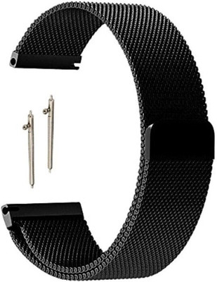 BLACK LOVIES 20mm Magnetic Milanese Loop belt Smart Watch Strap(Black)