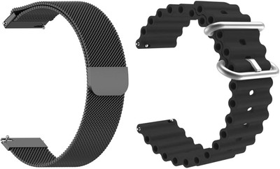 AOnes Pack of 2 Watch Strap Metal & Ocean Silicone Belt for Boult Drift+ Watch Band Smart Watch Strap(Black) AOnes Pack of 2 Watch Strap Metal & Ocean Silicone Belt for Boult Drift+ Watch Band Smart Watch Strap(Black)