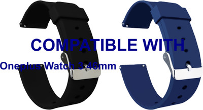 ACM WSM7A22BKBL5037 Pack of 2 Watch Strap Silicone Belt 22mm for Oneplus Watch 3 46mm Smartwatch (Black/Blue) Smart Watch Strap(Mullti Color)