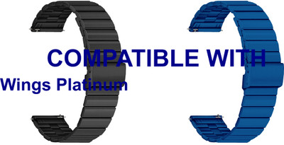 ACM WSM20H22BKBL3395 Pack of 2 Watch Strap Adjustable Steel 22mm for Wings Platinum Smartwatch (Black/Blue) Smart Watch Strap(Mullti Color)