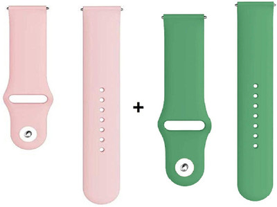 BLACK LOVIES 20 mm Silicon Smartwatch strap compatible with Galaxy Watch 3 (41mm), 42mm | Active 2 | Amaz_fit Bip | Tic_watch 2 E | Vi_vo active 3 HR (Green) Smart Watch Strap(Pink, Green)