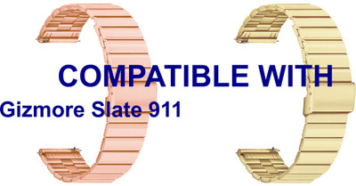 ACM WSM20H22RSGGL2717 Pack of 2 Watch Strap Adjustable Steel 22mm for |Gizmore| Slate 911 Smartwatch Belt (Rose Gold Pink/Champagne Gold) Smart Watch Strap(Mullti Color)