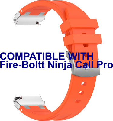 ACM Watch Strap Metal Hook Silicone for Fire-Boltt Ninja Call Pro Plus Fusion Smartwatch Orange Smart Watch Strap(Orange)