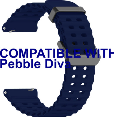 ACM WSM40B20DBL3471 Watch Strap Silicone Sports for Pebble Diva Smartwatch Belt Dark Blue Smart Watch Strap(Blue)