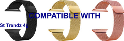 ACM WSM4M40BKGLRSG1071N1 Pack of 3 Sliding 44mm 49mm Watch Strap Magnetic for St Trendz 4g Smartwatch Black/Champagne Gold/Rose Gold Pink Smart Watch Strap(Mullti Color)