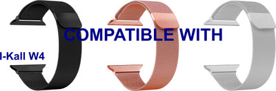 ACM WSM4M40BKRSGSL1087N1 Pack of 3 Sliding 44mm 49mm Watch Strap Magnetic for I-Kall W4 Smartwatch Black/Rose Gold Pink/Silver Smart Watch Strap(Mullti Color)