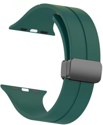 Casewilla Soft Silicon Magnetic Closure Strap Belt for iWatch Series 8/7/6/5/4/SE (42/44/45mm) [Watch NOT Included] Smart Watch Strap(Green)
