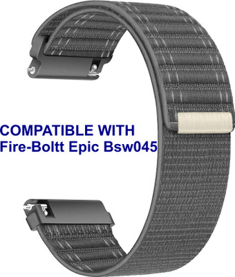 ACM WSM39A20GY2772 Watch Strap Nylon Soft 20mm for Fire-Boltt Epic Bsw045 Smartwatch Grey Smart Watch Strap(Grey)