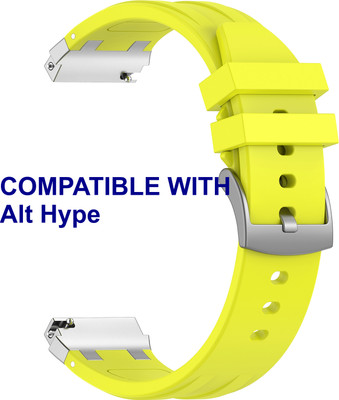 ACM WSM36X22LY2869 Watch Strap Metal Hook Silicone 22mm for Alt Hype Smartwatch Lime Yellow Smart Watch Strap(Yellow)