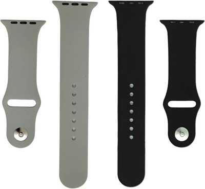 menaso Watch Strap Compatible with Apple Watch Straps 42mm 44mm, Soft Silicone Belt Sport Wristbands Smart Watch Band for iWatch Series SE 6/5/4/3/2/1 (PACK OF 2) Smart Watch Strap Smart Watch Strap(Grey, Black)