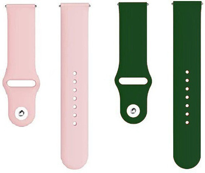 BLACK LOVIES 20 MM Soft Silicon Smartwatch Strap Compatible With BO_AT Vertex Smart Watch Strap(Pink, Green)