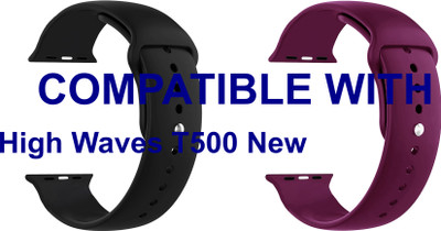 ACM WSM2P40BKPU1058N3 Pack of 2 Sliding 44mm 49mm Watch Strap Silicone Belt for High Waves T500 New Smartwatch Black/Burgundy Purple Smart Watch Strap(Mullti Color)
