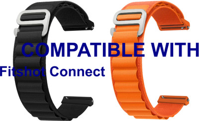 ACM WSM17E22BKOR2781 Pack of 2 Watch Strap Nylon Hook 22mm for Fitshot Connect Smartwatch (Black/Orange) Smart Watch Strap(Mullti Color)