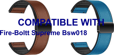 ACM WSM28P20BRBL2448 Pack of 2 Watch Strap Leather Magnetic Silicone 20mm for |Fire-Boltt Supreme Bsw018 Smartwatch Belt (Brown/Blue) Smart Watch Strap(Mullti Color)