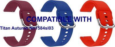 ACM WSM8H22BPUDBLRD4050 Pack of 3 Watch Strap Hook Belt 22mm for Titan Autumn Nn1584sl03 (Purple/Blue/Red) Smart Band Strap(Mullti Color)
