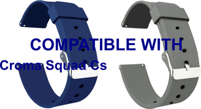 ACM WSM7A22BLGY3912 Pack of 2 Watch Strap Silicone Belt 22mm for Croma Squad Cs Smartwatch (Blue/Grey) Smart Watch Strap(Mullti Color)