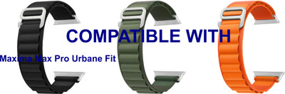 ACM WSM17E40BKGROR1690 Pack of 3 Sliding 44mm 49mm Watch Strap Nylon Hook for Maxima Max Pro Urbane Fit Smartwatch (Black/Green/Orange) Smart Watch Strap(Mullti Color)