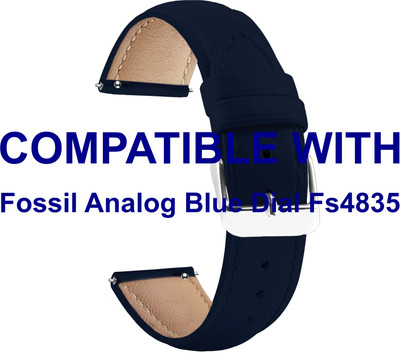 ACM WSM14B22BL4025 Watch Strap Leather Belt 22mm for Fossil Analog Blue Dial Fs4835 Blue Smart Band Strap(Blue)