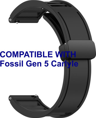 ACM WSM35W22BK1048 Watch Strap Magnetic Clasp 22mm for Fossil Gen 5 Carlyle Smartwatch Black Smart Watch Strap(Black)