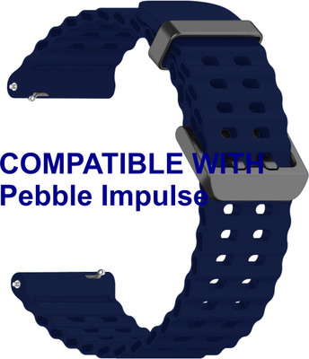 ACM WSM40B22DBL2669 Watch Strap Silicone Sports 22mm for Pebble Impulse Smartwatch Dark Blue Smart Watch Strap(Blue)