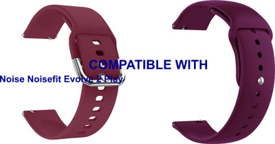 ACM WSM82A20BPUPU2738 Pack of 2 Watch Strap Silicone 20mm for Noise Noisefit Evolve 2 Play Smartwatch (Purple) Smart Watch Strap(Mullti Color)