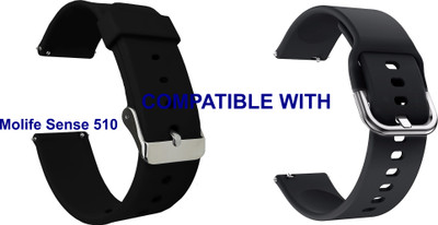 ACM WSM78B22BKBK1911 Pack of 2 Watch Strap Silicone 22mm for Molife Sense 510 Smartwatch (Black) Smart Watch Strap(Mullti Color)