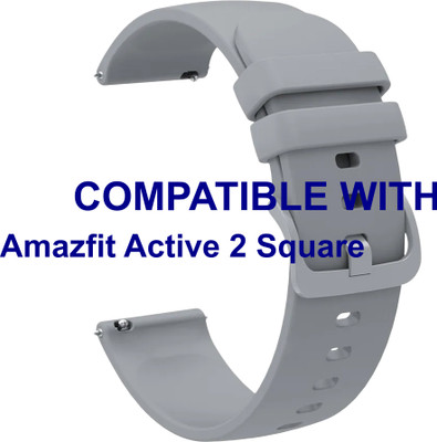 ACM WSM24L20GY3909 Watch Strap Silicone Color Hook Belt 20mm for Amazfit Active 2 Square Smartwatch Grey Smart Watch Strap(Grey)